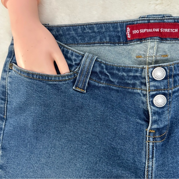 Vintage Levi's 520 Too Superlow stretch flare jeans size juniors 13 Médium wash - Picture 6 of 12